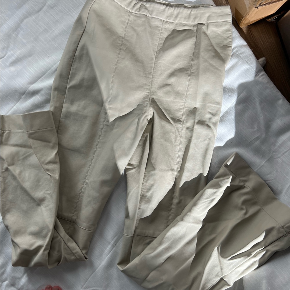 Glassons tan leather flare pants